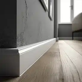 Close up shot of a rubber baseboard.